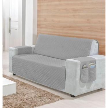 Imagem de Protetor de Sofá 2 3 4 Lugares Retrátil (1,00/1,50/1,80/2,20m) Capa Matelada Porta Objetos(CINZA,1 LUGAR POLTRONA 50cm/ Largura)
