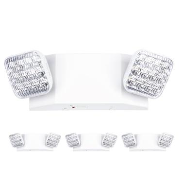 Imagem de GRUENLICH Luz De Emergência Comercial Led Com Cabeça Dupla E Bateria Reserva, Padrão Americano, Ca 120-277 V, Luminárias Fiação Para Cortes Energia Em Escritórios Comerciais, Pacote 4