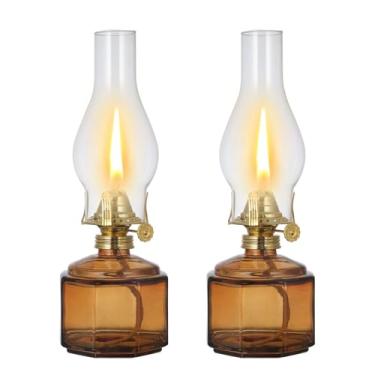 Imagem de DNRVK Pacote Com 2 Lâmpadas Rústicas De Óleo, Grandes Câmara Querosene Vidro Vintage Para Uso Interno, Decoração Casa, Iluminação Emergência Clássica Furacões, 12,5''