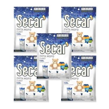 Imagem de 5 Antimofo Secar Kids 250g Antiumidade Bolor Mofo Fungos Mau Cheiro Ba