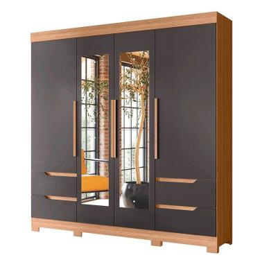 Imagem de Guarda Roupa Vivacce Casal 4 Portas Com Espelho Albatroz Nature/titanium
