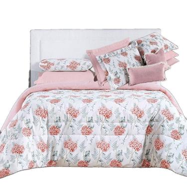 Imagem de Kit Coordenado Edredom E Cobre Leito Sensuale Super King Hortência 4 Peças - 80% Algodão, 20% Poliéster
