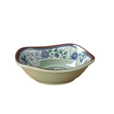 Imagem de Prato de sabor retrô redondo requintado de porcelana esmaltada azul e branca - prato de sabor quadrado de 10 cm