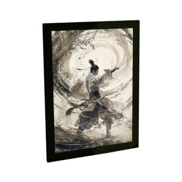 Imagem de Quadro Decorativo Samurai Espada Água Ilustração Branco Decoração Poster Quarto Sala