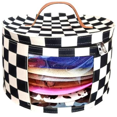 Imagem de Caixas de chapéus, organizador de chapéus, caixa de chapéu para mulheres armazenamento de chapéus de viagem estojo grande redondo floopy cowboy homens cowboys bonés armazenamento de roupas armário