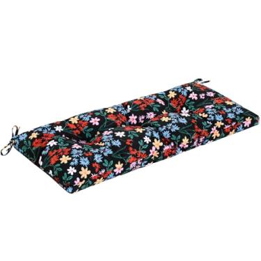 Imagem de PRIMEPATIO Almofada de banco externa impermeável, almofada de assento de banco tufado 91 x 38 cm, almofadas de assento de vime para ambientes internos de jardim externo e varanda