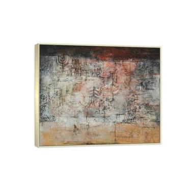 Imagem de MUHJDYC Zao Wou-ki Pintura famosa abstrata - imagem de arte em tela - arte de parede para sala de estar - reprodução de impressões (Cidade de pérola) moldura prata 20x25cm-8x10in