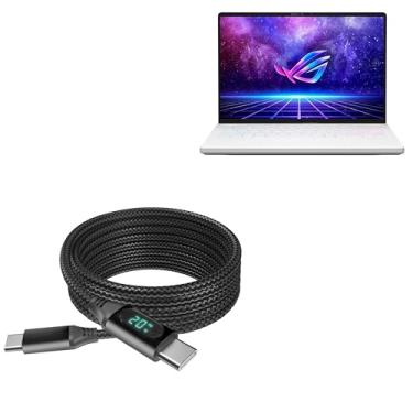 Imagem de Cabo BoxWave compatível com ASUS ROG Zephyrus G14 (GA402) (cabo da BoxWave) - Cabo PowerDisplay PD (1,8 m) - USB-C para USB-C (100W), LED Display Cabo de nylon trançado PD de 1,8 m - Preto