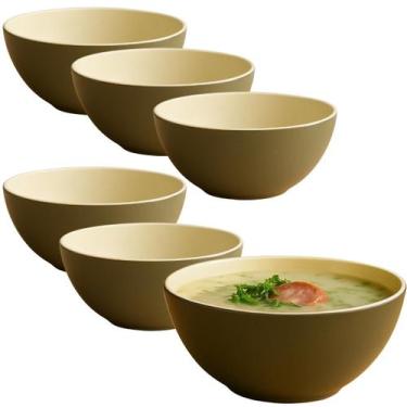 Imagem de 6 Bowls Tigela Cumbuca Porcelana 500ml Sopas E Caldos 14CM - STORE SHA