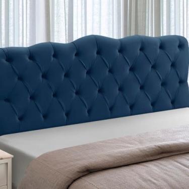 Imagem de Cabeceira Cama Box King Size Estofada Madeira Atena (Azul)