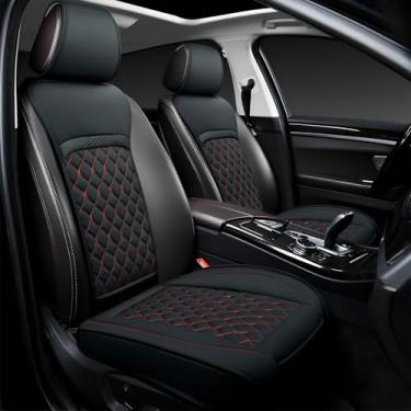 Imagem de Joy Forserve Capas de assento de carro dianteiras para Subaru, protetor de assento impermeável de couro personalizado Subaru Outback Forester Crosstrek Impreza Legacy Ascent WRX, pacote com 2, preto +