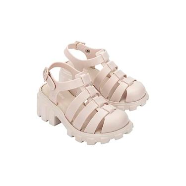 Imagem de mini melissa Sandálias plataforma Megan para crianças, Bege, 13 Big Kid