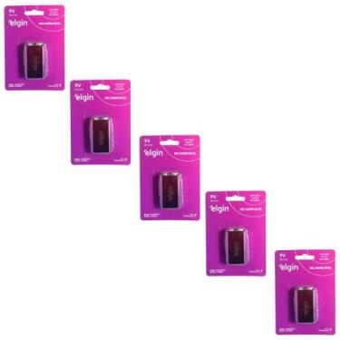 Imagem de Kit Com 5 Cartelas De Baterias Recarregaveis 9v 250 Mah 82215 Elgin