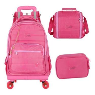 Imagem de Kit Mochila Carrinho 360 Haste Dupla Porta Notebook Barbie