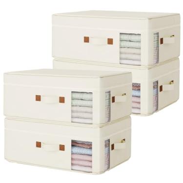 Imagem de GRANNY SAYS Pacote com 4 sacos de armazenamento de roupas, recipientes de armazenamento dobráveis sob a cama, organizadores de armário de 35 L para travesseiros, roupa de cama, cobertores