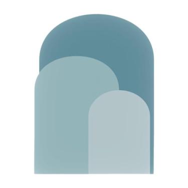 Imagem de Kuntesetty Adesivo de parede estilo arco Boho para sala de jantar, quarto infantil, papel de parede moderno de PVC para ambientes internos, Azul