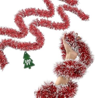 Imagem de YOGINGO Guirlanda De Natal 30 Metros - Decorações Para Árvores Natal, Enfeites Decoração Interiores E Exteriores, Teto Com Torção Metálica Ano Novo (Vermelho)