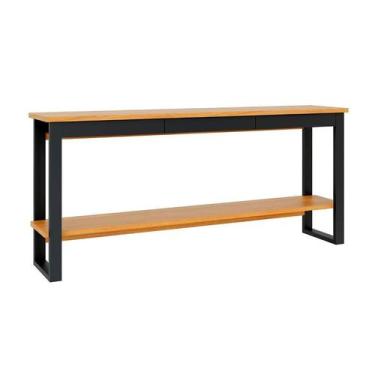 Imagem de Aparador Lina 100% MDF 1 Gaveta Freijó e Preta - Modern