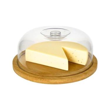 Imagem de Porta Queijo De Bambu Com Tampa Queijeira Redonda 19cm - KeHome