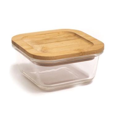 Imagem de Pote De Vidro Com Tampa De Bambu Oikos 320ml Hermético