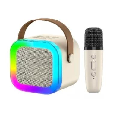 Imagem de Karaoke Bluetooth Portátil LED RGB de 6W com Microfone (Bege)