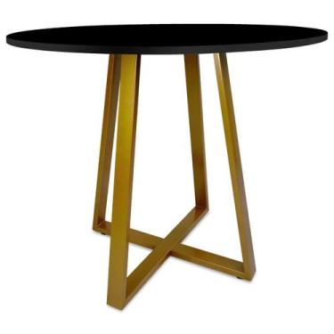 Imagem de Mesa De Jantar Para Cozinha Em aço Estilo Industrial Gizé Tampo Redond