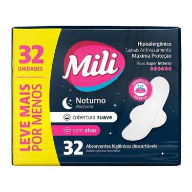 Imagem de Absorvente Mili Noturno Suave com Abas 32 Unidades