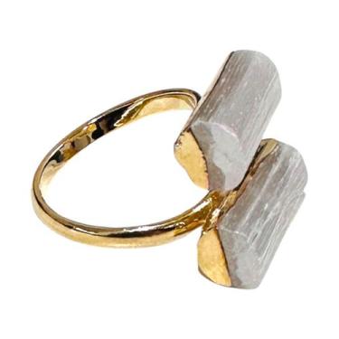 Imagem de Anel Pedra Natural Selenita Bruta - Ajustável - Equilíbrio Pedras Natu