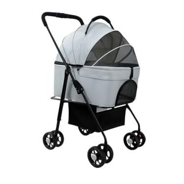 Imagem de Carrinho Pet Luxo 2 em 1 Carrinho De Passeio, porte até 20 kg + Bolsa De Transporte Removível Portátil Cachorro ou Gato Com Tela Respirável Super Leve e Prático
