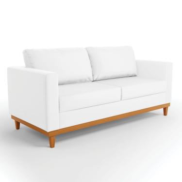 Imagem de Sofá 03 Lugares Juliette Corino Branco Base Madeira Castanho