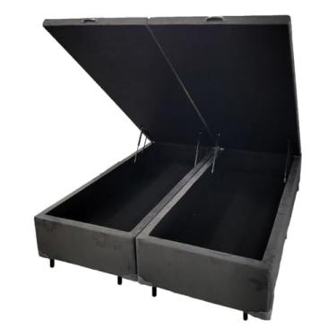 Imagem de Cama Box Cinza Suede Bau Queen Size Blindada Super Reforçada