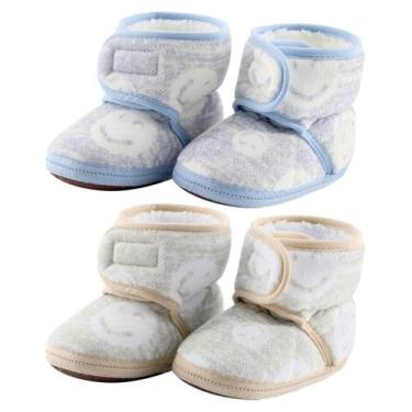 Imagem de Kit 2 Pares de Pantufas Sapatinhos Infantil Bebe Forrada com Fechament