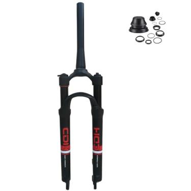 Imagem de CDHPOWER Garfo de suspensão de bicicleta de 66 cm, tubo cônico de 28,6 mm, ombro único, 3,5 cm, sem rosca, freio a disco, alumínio (fone de ouvido incluído)