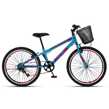 Imagem de Bicicleta Aro 24 Kls Sport Gold V-Brake Mono 7V Feminina, Azul piscina