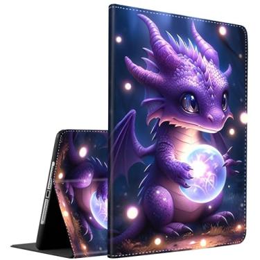 Imagem de Capa para Samsung Galaxy Tab S10 Plus 2024/ S9 Plus/S9 FE Plus 5G 12,4 polegadas 2023, suporte inteligente multi-ângulo, hibernar/despertar automático para tablet S10+/S9+/S9 FE+, dragão roxo bebê