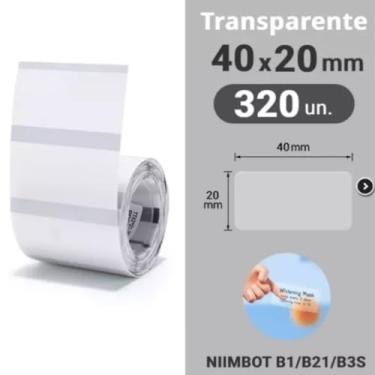 Imagem de 1- ROLO DE ETIQUETA NIIMBOT 40X20 COR: TRANSPARENTE- 320 ETIQUETAS PARA IMPRESSORAS B1/B21/B3S/B203