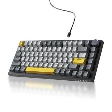 Imagem de Teclado mecânico para jogos DAIDAI×AJAZZ AK820 75% com junta, fio e botão de volume - LED virado para o sul - Teclas PBT - Teclado RGB de troca rápida programável
