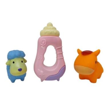 Imagem de Kit 3 Brinquedos Bebê Chocalho Resistente Mordedor Infantil - Arktoys