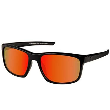 Imagem de KastKing Óculos de sol esportivos polarizados Toccoa para homens e mulheres, armação preta brilhante, espelho escarlate base âmbar