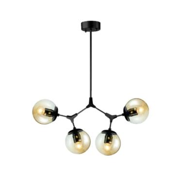 Imagem de Pendente Moderno Jabuticaba 4 Vidros Mesa Bancada Gourmet Pr