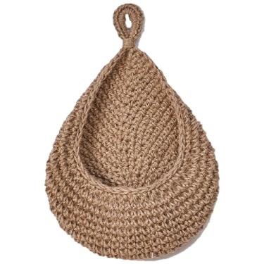 Imagem de Cesta de frutas para pendurar em gota, organizador de armazenamento de tecido feito à mão para legumes, frutas, batatas e cebolas, cesta suspensa para cozinha com economia de espaço