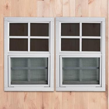 Imagem de Shineforu Janelas para galpões de 35,56 cm x 53,3 cm, 2 unidades, janelas pequenas com vidro temperado – Montagem embutida | Melhor escolha para galinheiro, estufa, garagem, teatro