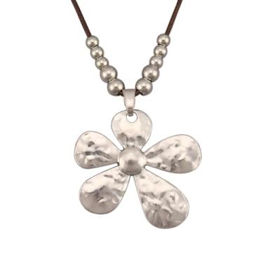 Imagem de joymiao Colares boêmios femininos longos de couro com pingente grande, joia hippie boho, colar com pingente, Couro sintético, Sem Pedra Preciosa