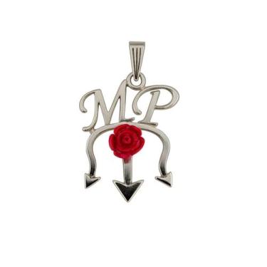 Imagem de Pingente Tridente MP com Rosa 3 cm Metal Niquelado - Lua Mística - 100