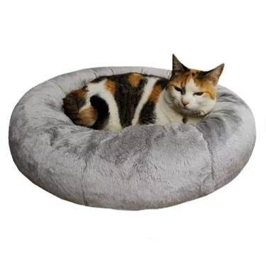 Imagem de Caminha De Pelúcia Pet Redonda Para Cachorros e Gatos 50x50 cm Macia Impermeável - Cinza