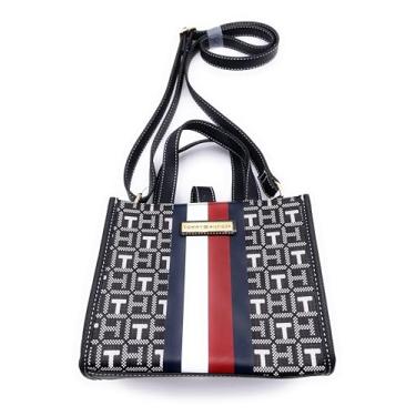 Imagem de Tommy Hilfiger Bolsa de ombro pequena feminina, Preto, branco, One Size
