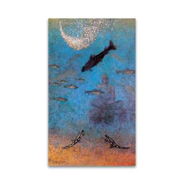 Imagem de RYLJCZ Reprodução de pinturas a óleo Paul Sérusier - englouti - Impressão de arte de paisagem vintage - Arte de parede em tela para decoração de casa e escritório 80 x 130 cm (31,5 x 51,2 pol) sem