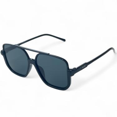 Imagem de ÓCULOS DE SOL SOLON GLASSES GRANDE PRETO BLOGUEIRA MODERNO COM PROTEÇÃO UV400 + CASE RIGIDA + FLANELA + LIMPA LENTES
