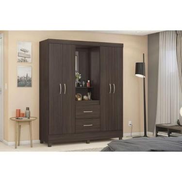 Imagem de Guarda Roupa Solteiro 4 Portas e 2 Gavetas c/ 1 Espelho Capelinha Lord