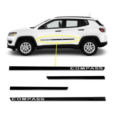 Imagem de Kit Friso Lateral Personalizado Modelo Slim Cor Preto Compass 2016 a 2